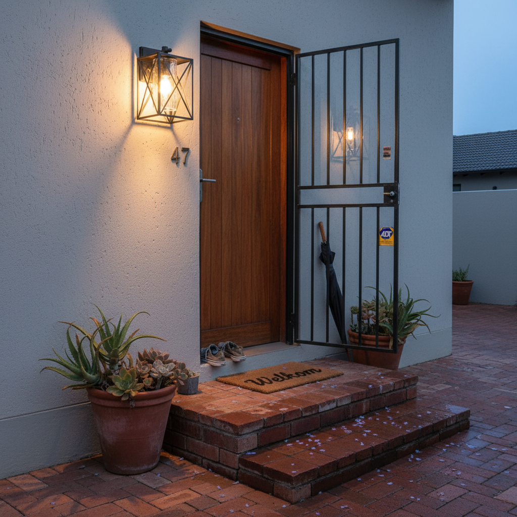 Down Facing Metal Lantern with Textured Clear Glass