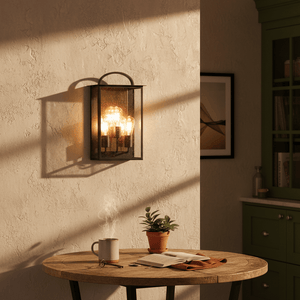 Frankfort Triple Black & Gold Outdoor Wall Light