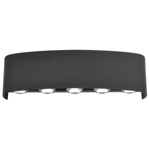 Black 10W LED up and down plastic outdoor wall light with five warm white lamps