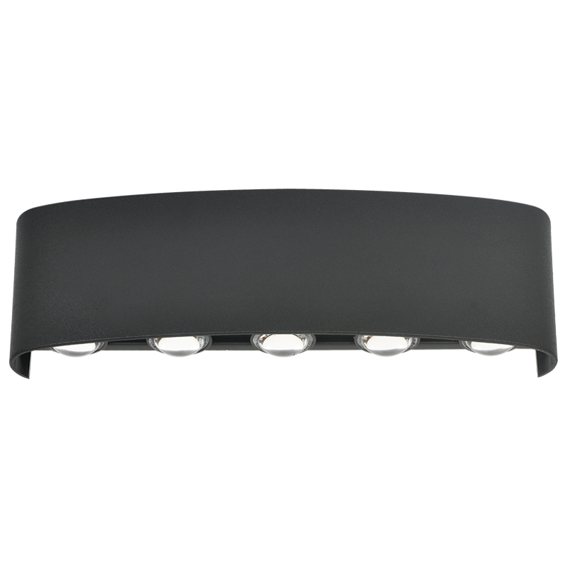 Black 10W LED up and down plastic outdoor wall light with five warm white lamps