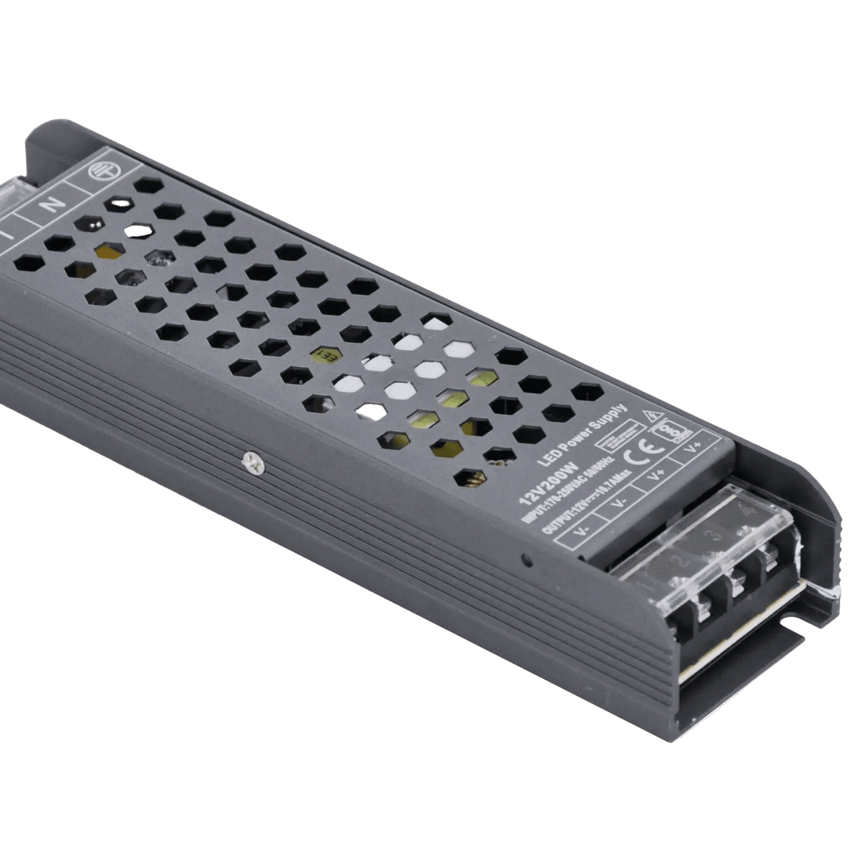 LED Power Supply - 12Vdc 200W - Surge Protected Slim Design