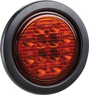 Round amber LED truck light for stop, indicator, or reverse signaling.