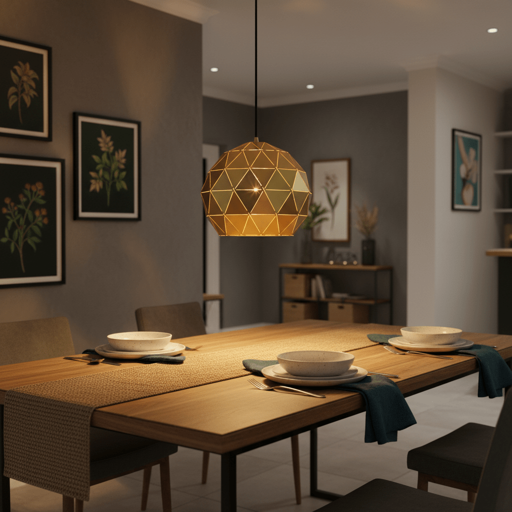 Gold Laser Cut Pendant Light Medium