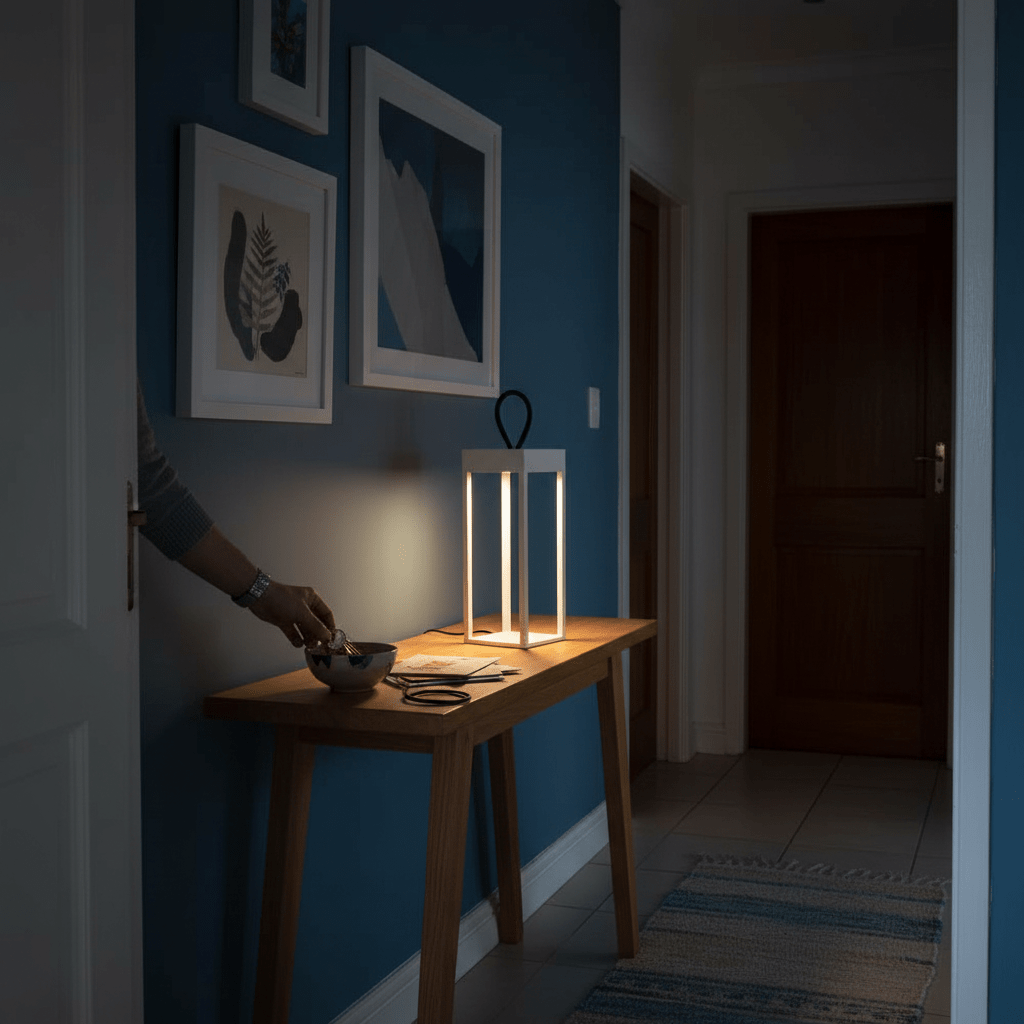 Memphis rechargeable LED lantern product image; finish requires verified asset.