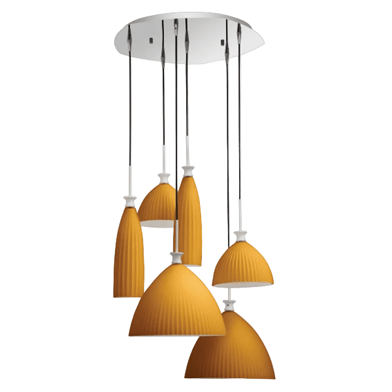 6 Light Orange Cluster Pendant Light