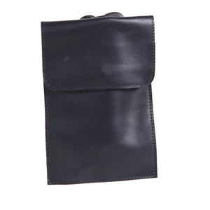 Black buffalo leather mobile bag with a compact cross-body design