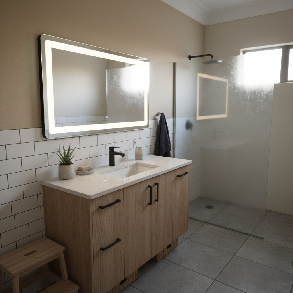 Rectangular LED Mirror with On / Off Mirror Touch Switch