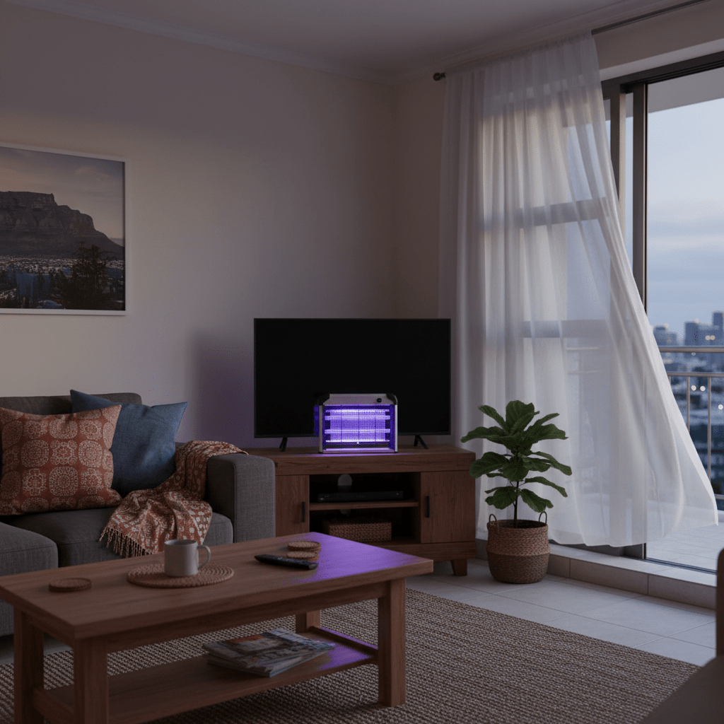 Living room with a uv light bug zapper