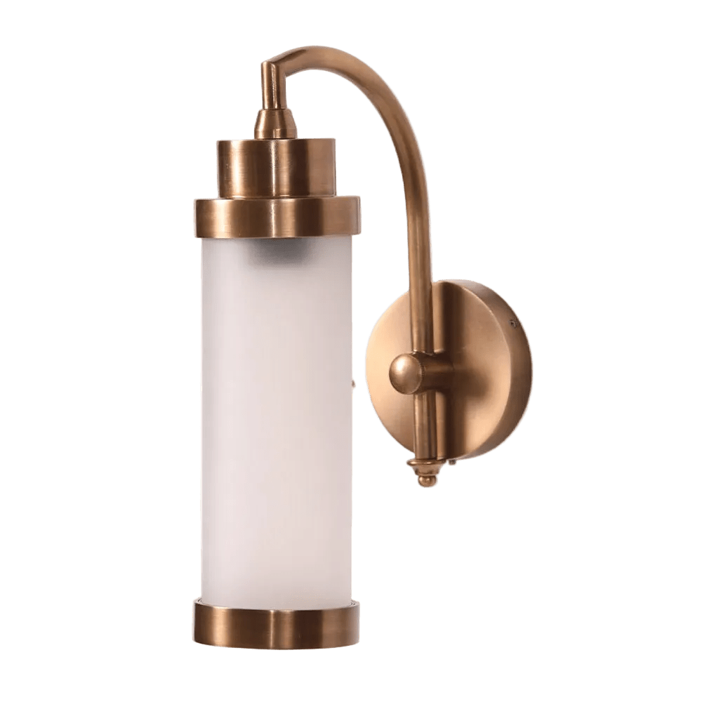 Antique Brass Glass Outdoor Wall Light, IP54
