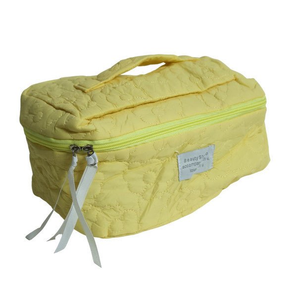 Yellow Floral Quilted Cosmetic Bag