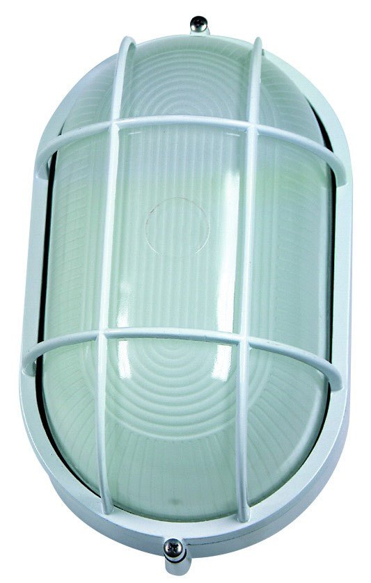 White Oval Grid Outdoor Wall Light