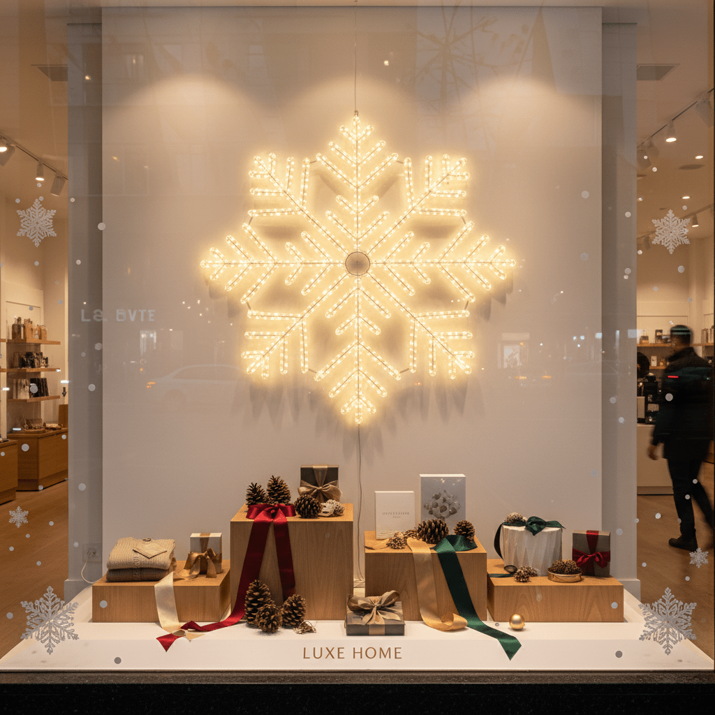 LED Christmas Lights - Large Snowflake Motif