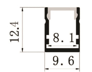 Detailed diagram of LED Strip Aluminium Profile showing dimensions and design features.