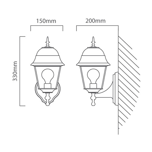 Black Outdoor 4 Panel Wall Light