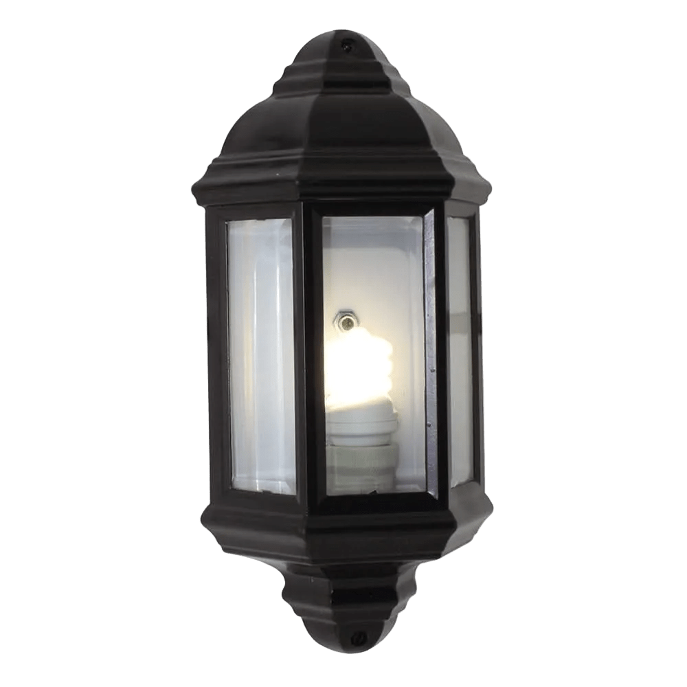 Black Outdoor Wall Light - Half Lantern