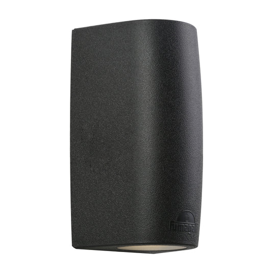 Fumagalli Marta 90 outdoor wall light in black with a rounded resin body and frosted diffuser.