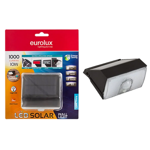 10 Watt Solar Wall Light by Eurolux, showcasing packaging and product design.