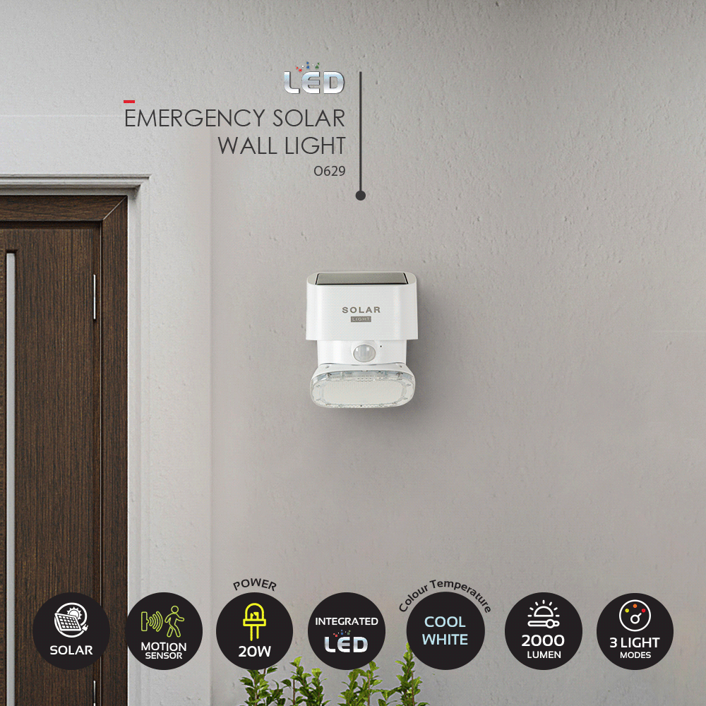 Mars 2 White LED Outdoor Solar Wall Light