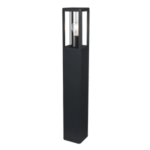Bhok Ali Square Outdoor Bollard - Black - Clear Glass