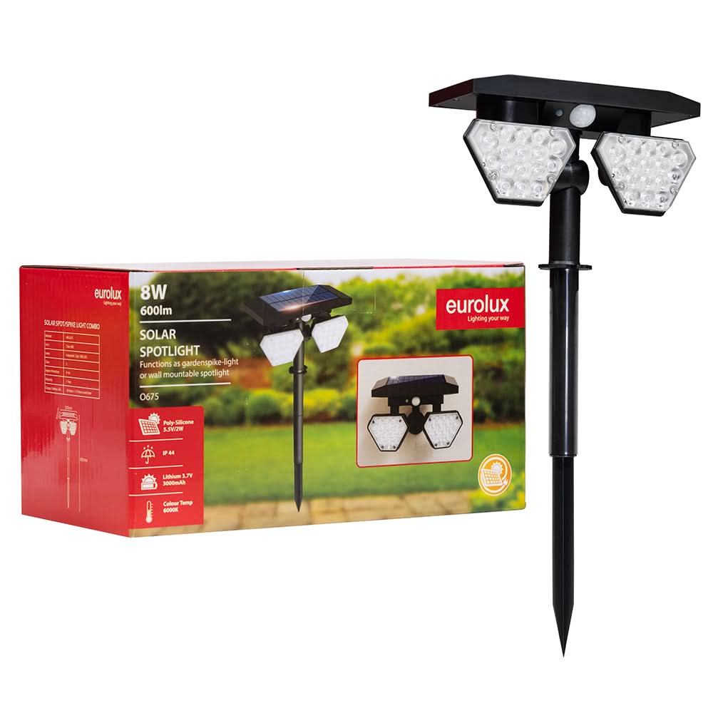 Solar Spot/Spike Light Combo - Black LED