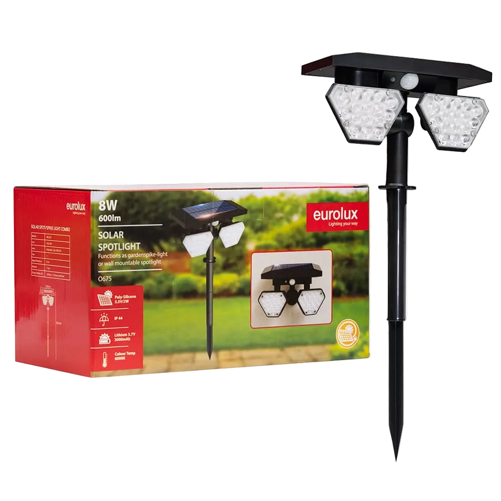 Solar Spot/Spike Light Combo - Black LED
