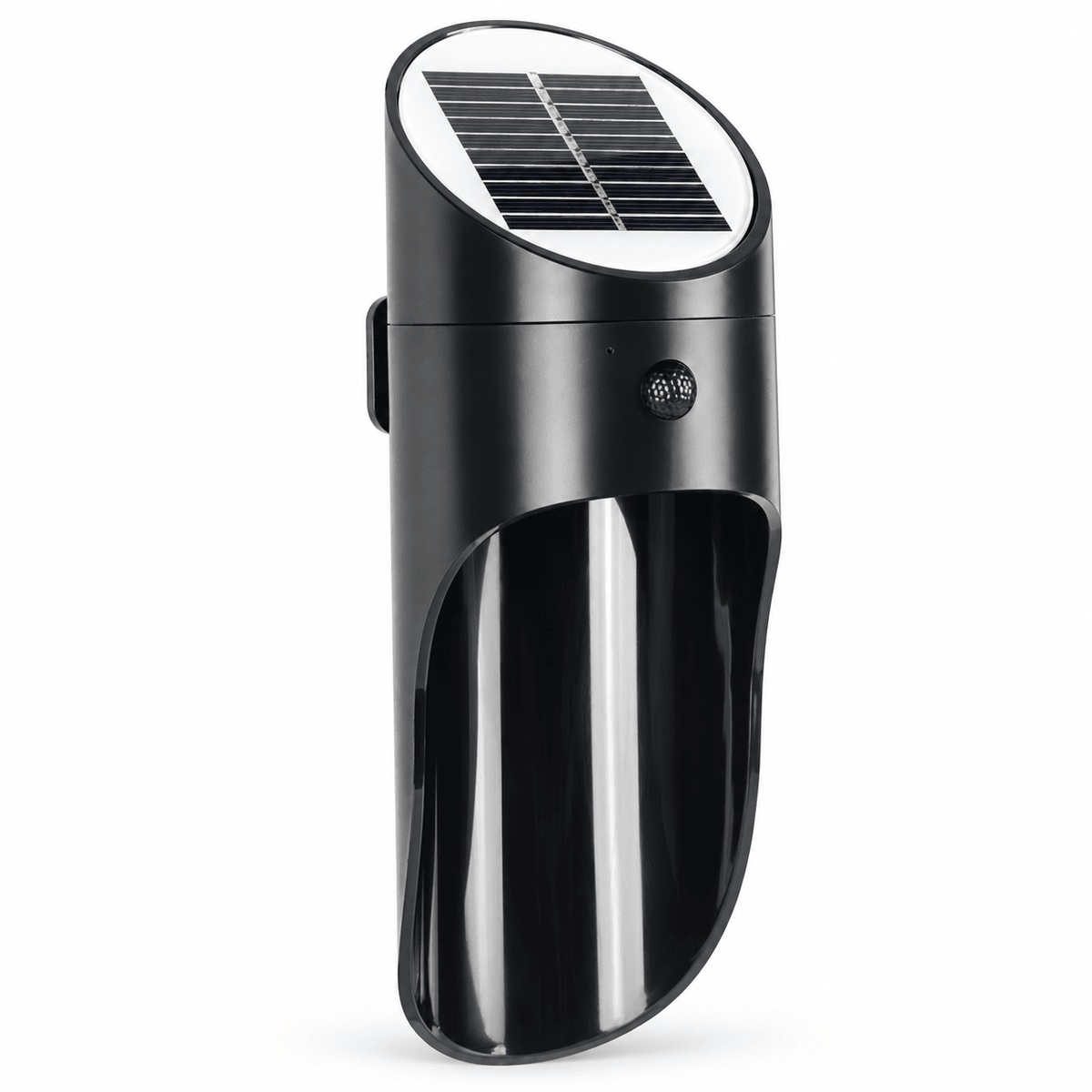 Outdoor solar LED sensor wall lamp on a white background