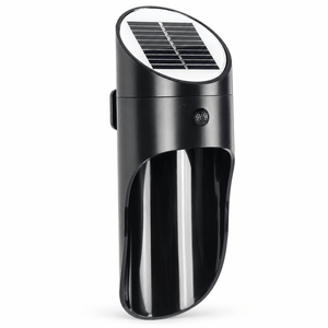 Outdoor solar LED sensor wall lamp on a white background