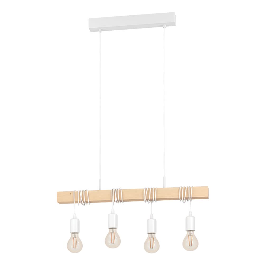Townshend 4 White & Wood Pendant Light