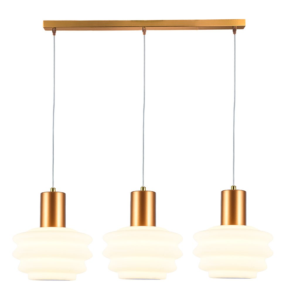 White & Brass Beehive Trio LED Pendant Light