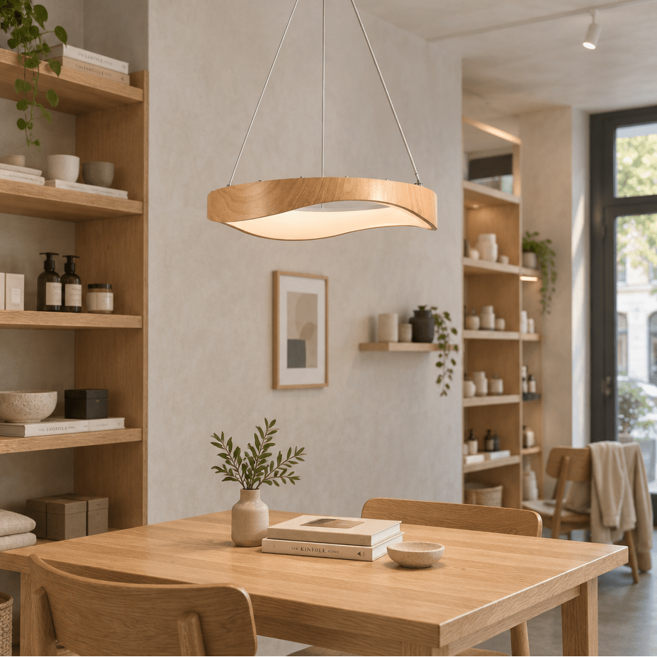 Ellipse LED Wood Grain Pendant Light