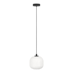 Black & White Steel Pendant Light with Glass Shade, E27