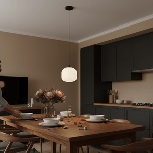 Black & White Steel Pendant Light with Glass Shade, E27 - additional product image