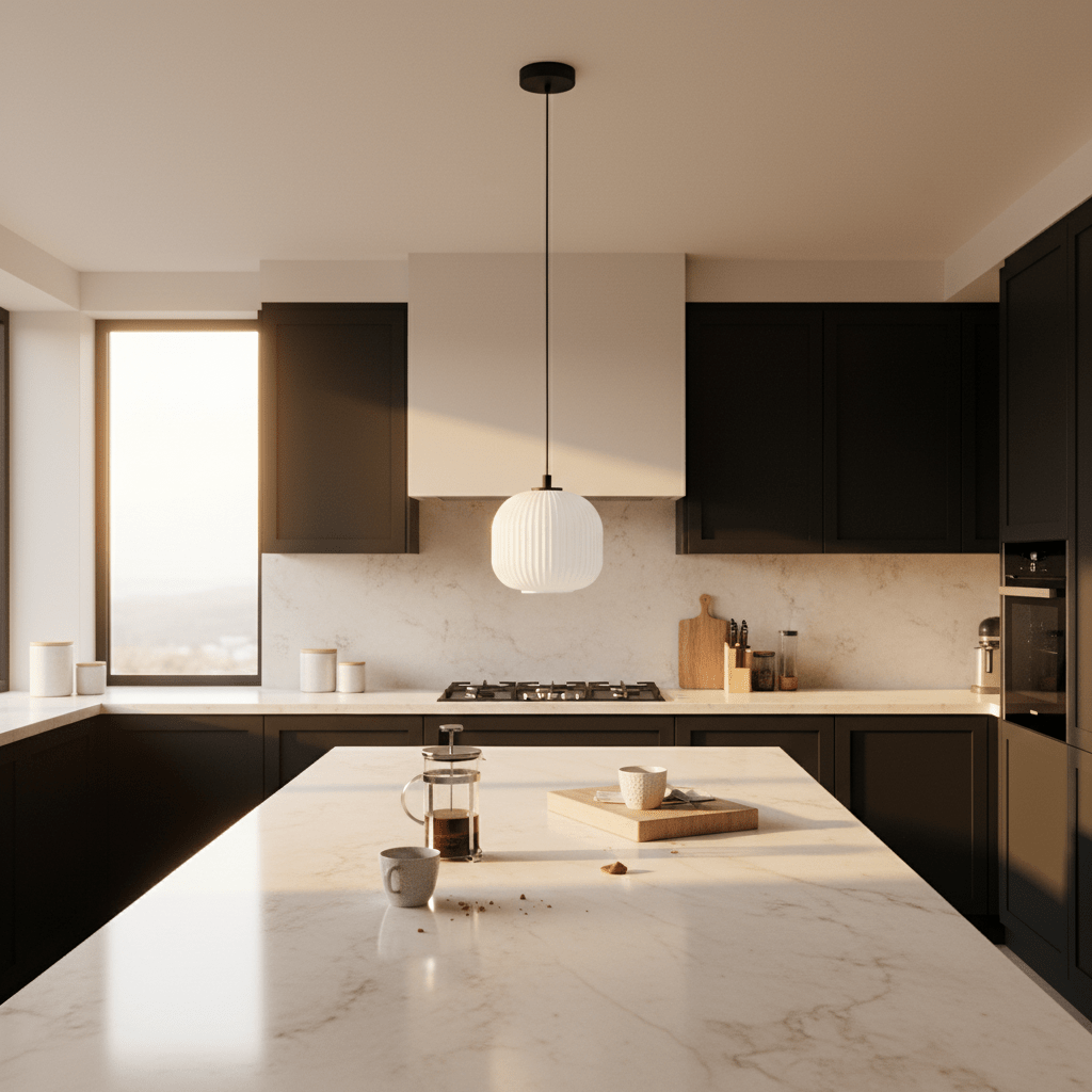 Black & White Steel Pendant Light with Glass Shade, E27 - additional product image