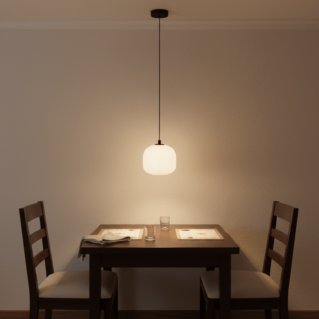 Black & White Steel Pendant Light with Glass Shade, E27 - additional product image