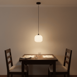 Black & White Steel Pendant Light with Glass Shade, E27 - additional product image