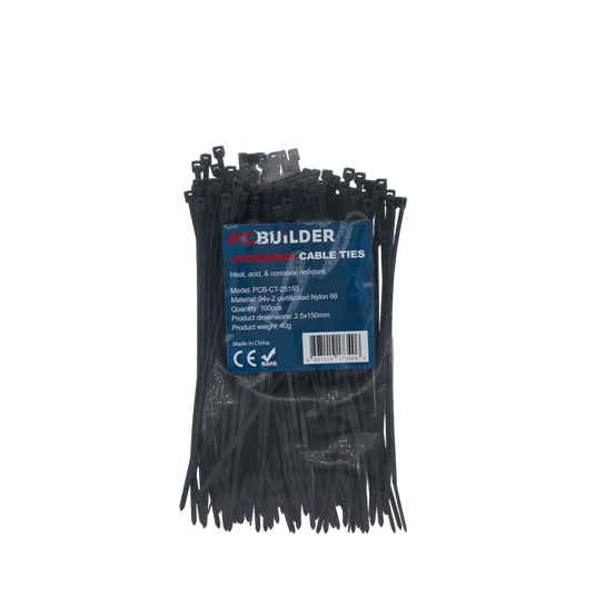 Black Nylon Cable Ties, 150mm, 100 Pack