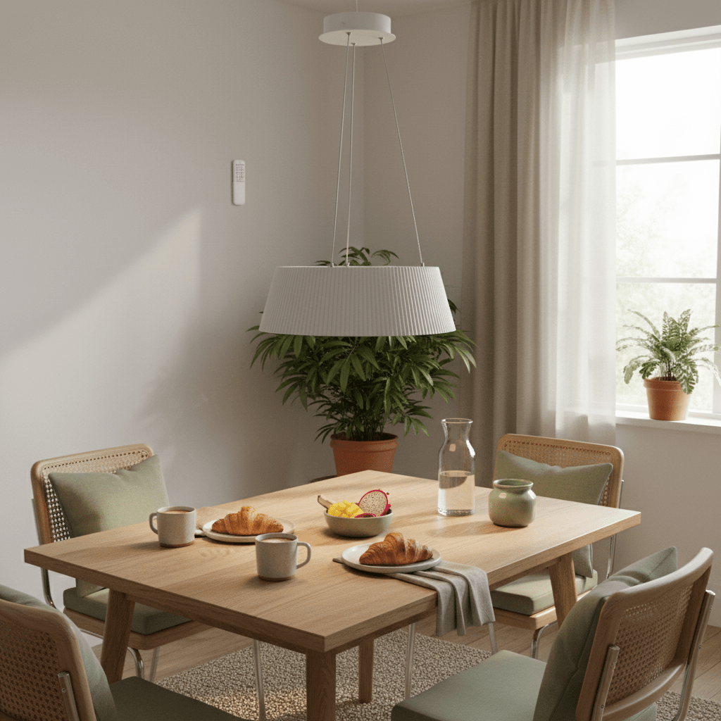 White Metal & Acrylic LED Pendant with Remote Control - additional product image