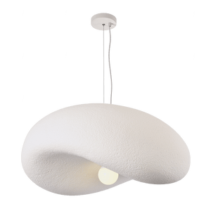 Ivory Drift 500 Pendant Light featuring a minimalist design with a textured white finish and a single bulb.