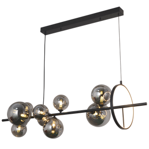 Black & Smoke Glass 10-Light 3CCT LED Pendant product image