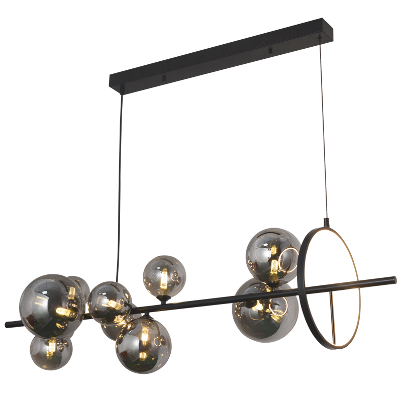 Black & Smoke Glass 10-Light 3CCT LED Pendant product image