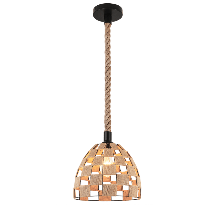 Black & Natural Hemp Rope Pendant Light product image