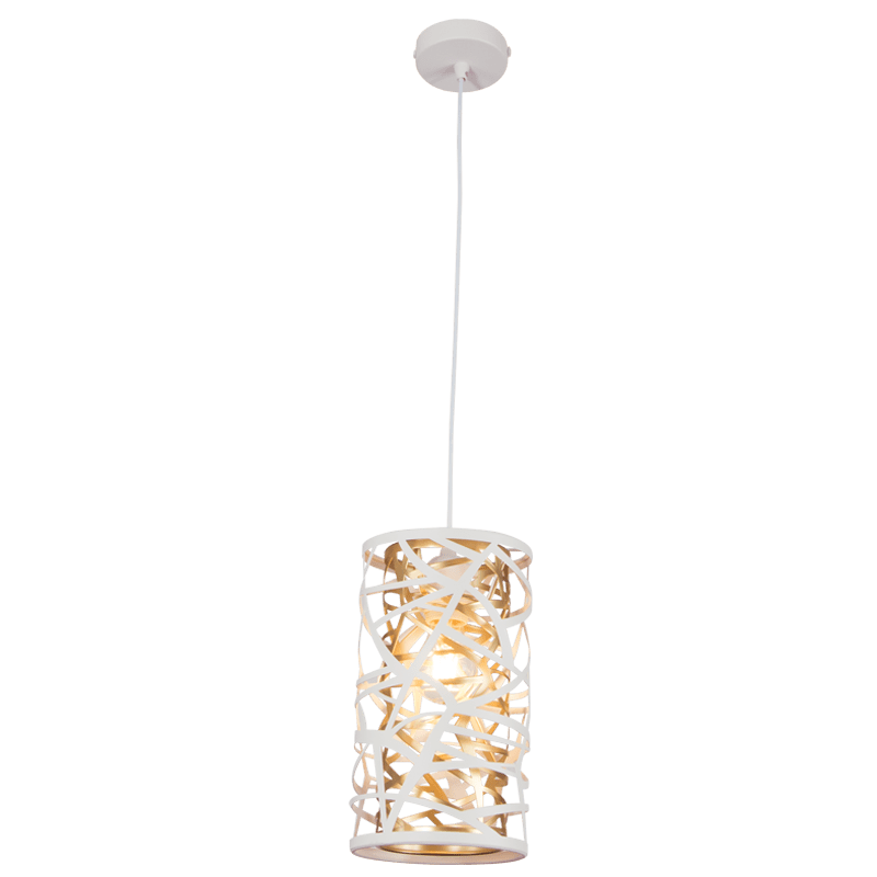 Matt White & Gold Metal Pendant Light (160mm)