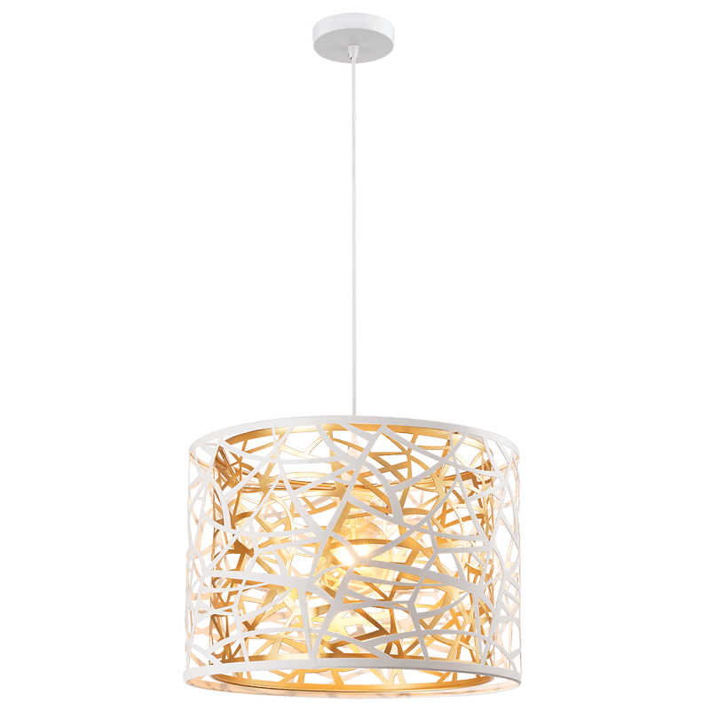 Matt White & Gold Metal Pendant Light<