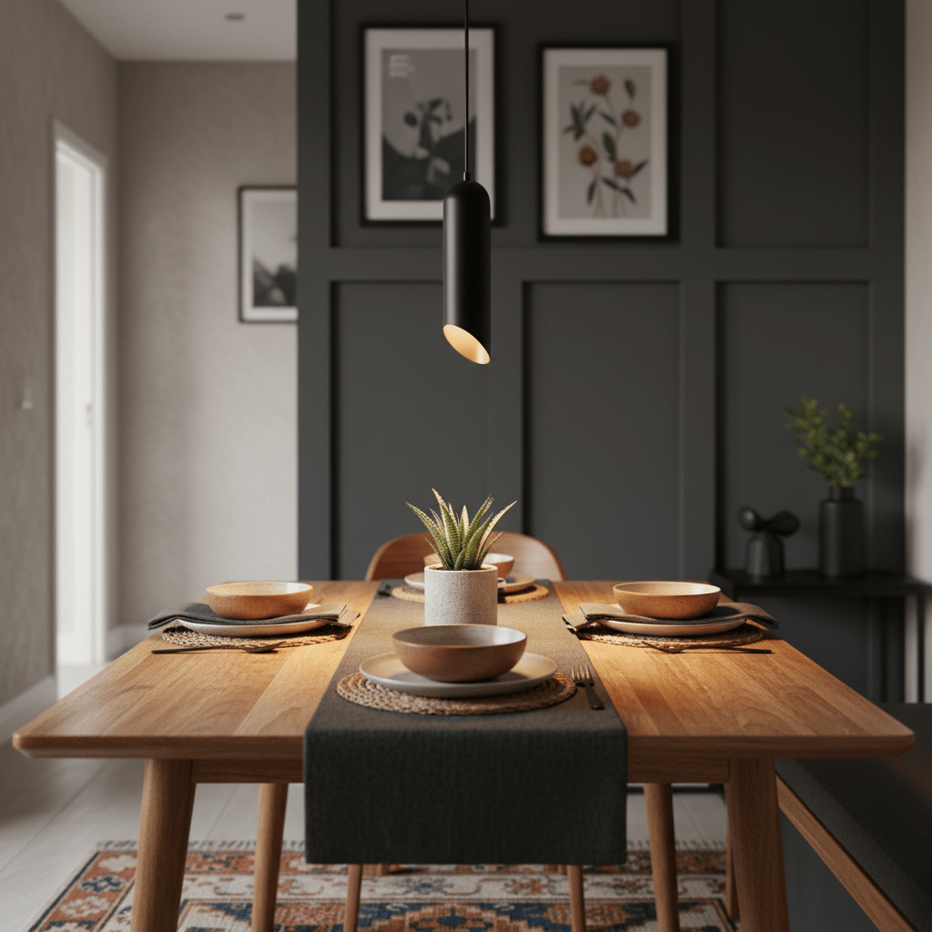 Black & Matt Gold Cylinder Pendant Light - additional product image