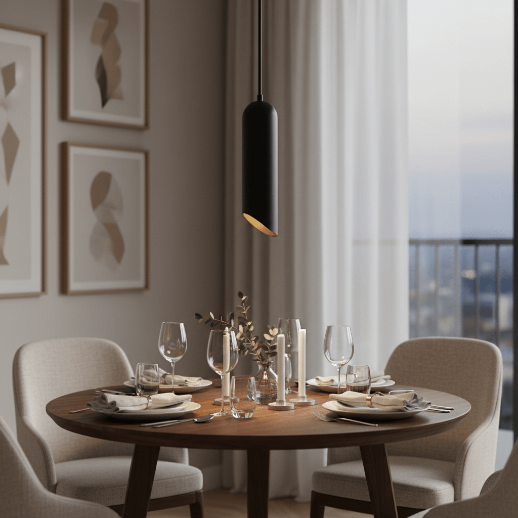 Black & Matt Gold Cylinder Pendant Light - additional product image