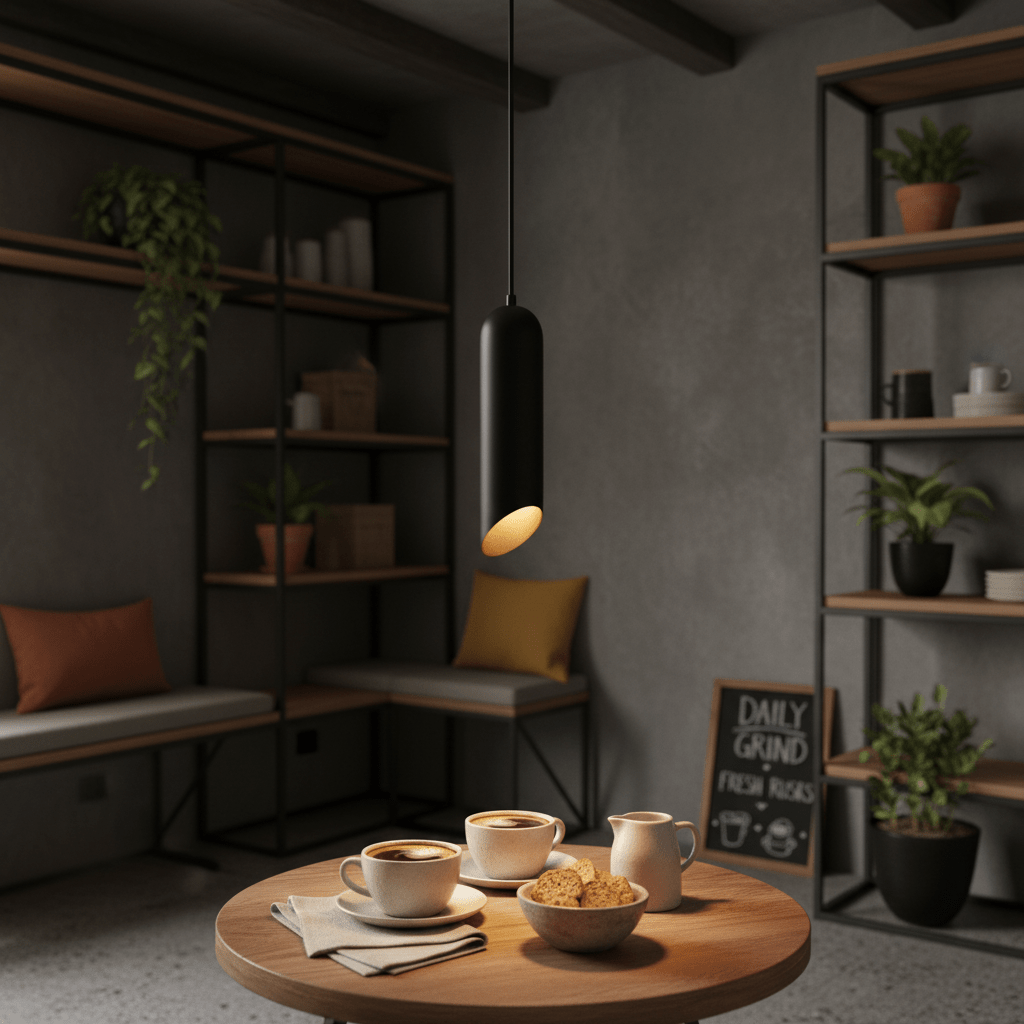 Black & Matt Gold Cylinder Pendant Light - additional product image