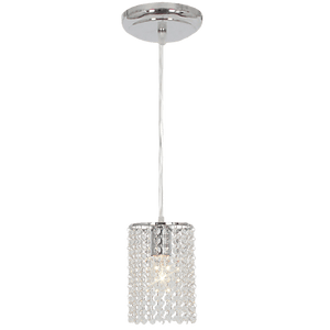 Small pendant light with crystal shade on a white background