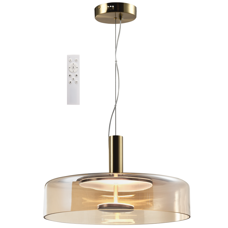Bronze & Amber Glass LED Pendant Light, 24W, 3CCT & Dimmable product image