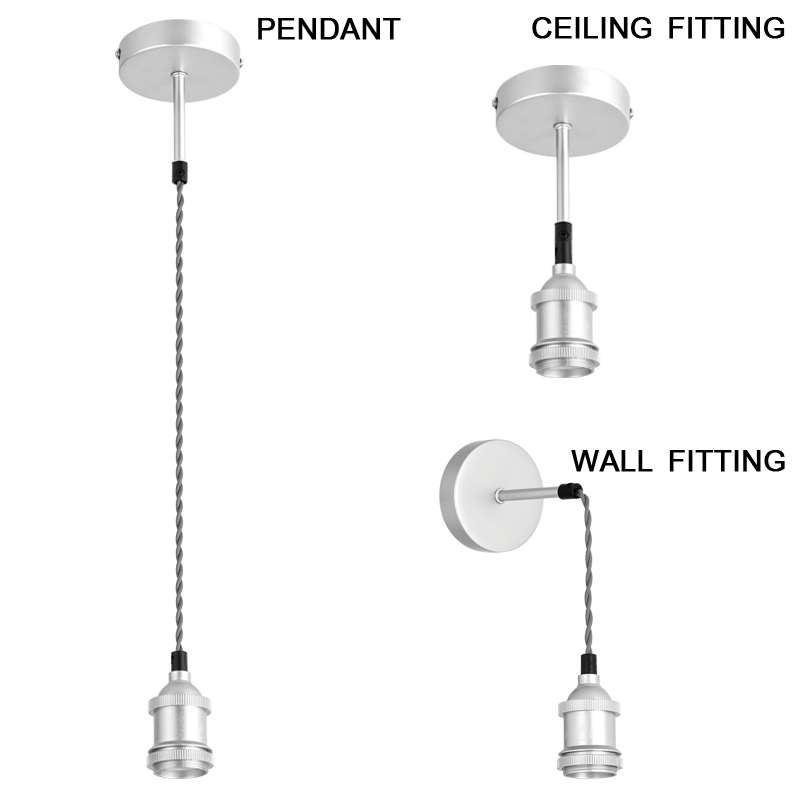Satin Chrome Pendant Light - 3 in 1