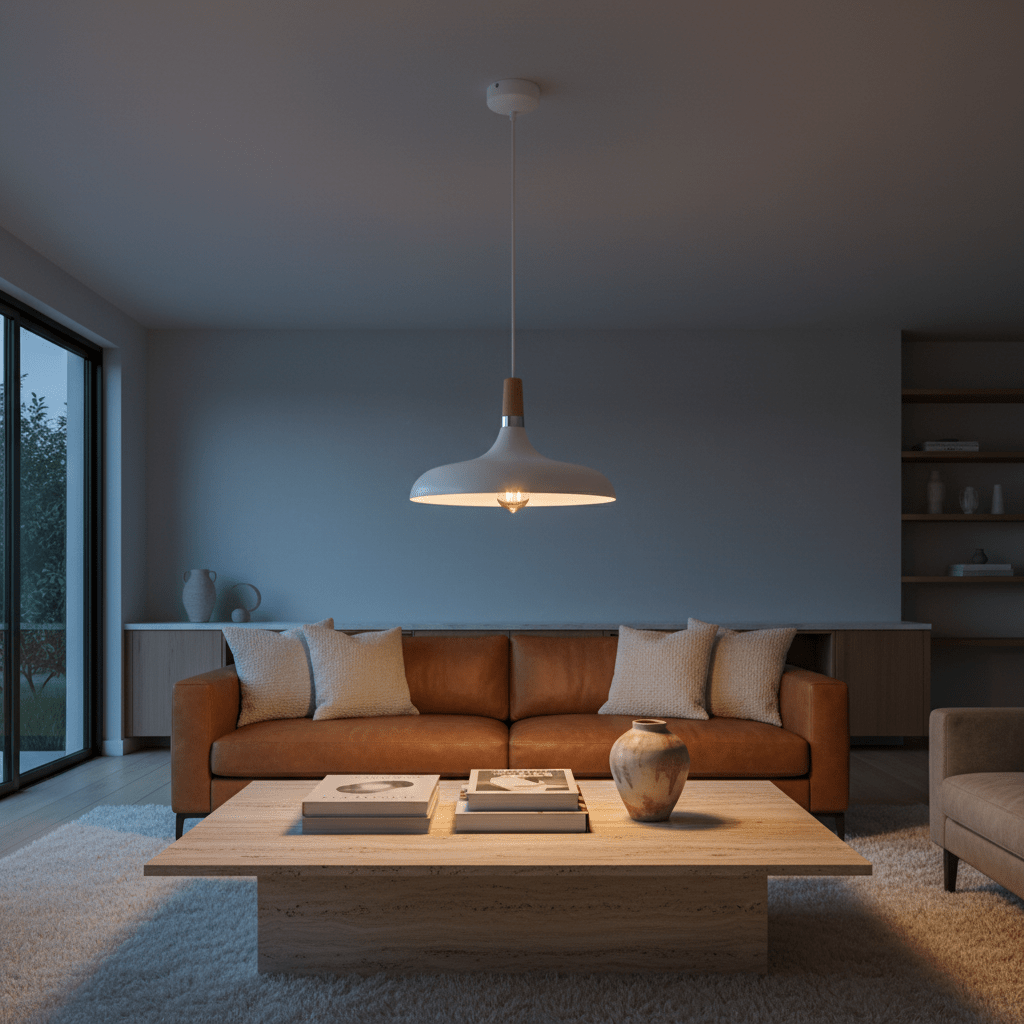 White Metal & Wood Pendant - additional product image
